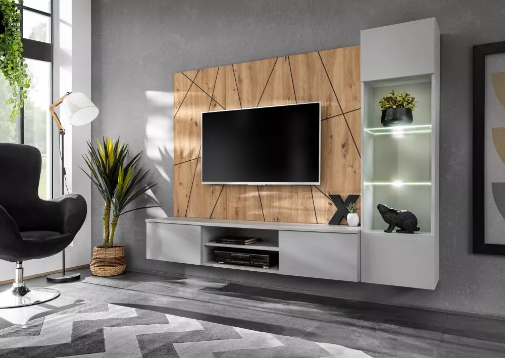 Sekcija Xari G ar LED Korpusa krāsa: gaiši pelēks, · 200 × 35 × 158 cm