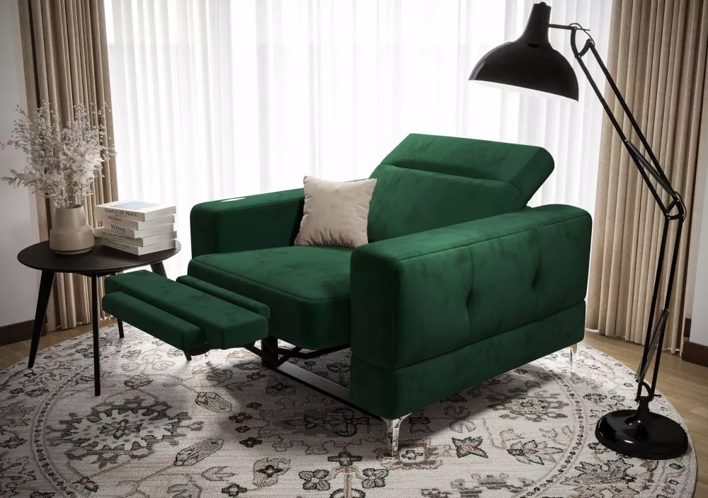 Mīksts krēsls Malibu 1S Relax standard Sēdvietas dziļums: 64 cm, · Zaļš · 104 × 95 × 90 cm