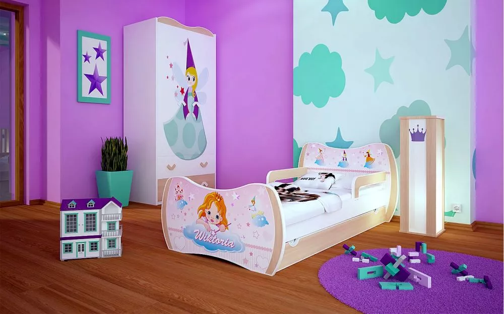 Bērnu gulta Dream L06 180x90 DM22 ar stelāžu Guļamvietas platums: 90 cm, Guļamvietas garums: 180 cm, · 114 × 184 × 71 cm