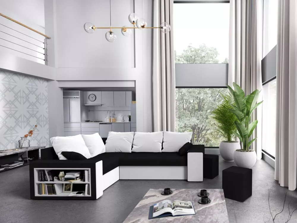 Dīvāns Dallas Standard · Melns + balts · 180 × 260 × 72 cm