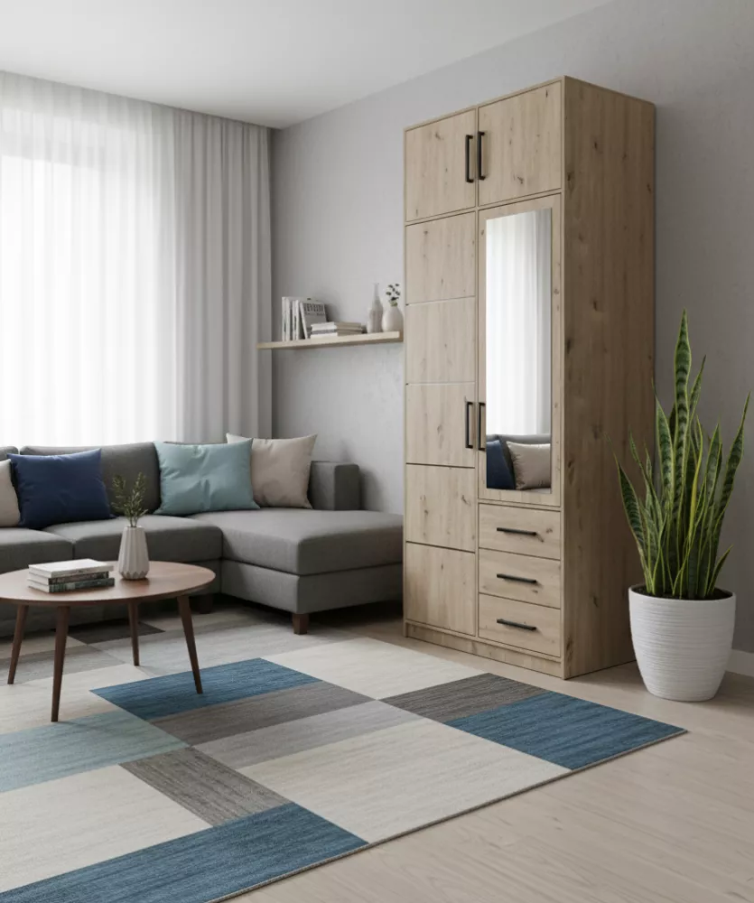 Skapis Kos D2 Premium · Ozols artisan · 100 × 57.5 × 245 cm