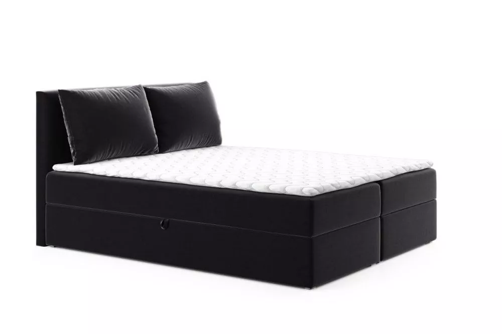 Gulta Eggers Boxspring Standard Guļamvietas platums: 160 cm, Guļamvietas garums: 200 cm, · Melns · 163 × 206 × 101 cm