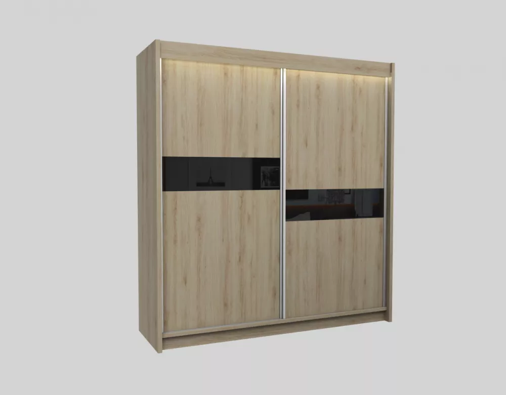 Skapis Livia ar LED · Sonoma · 200 × 61 × 216 cm