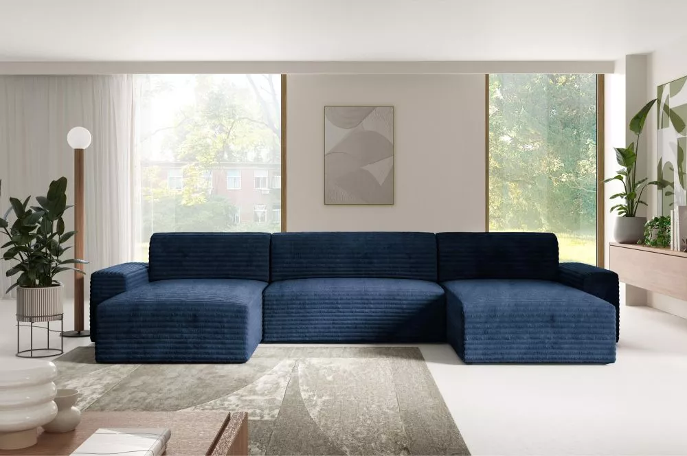 Dīvāns Vivaio U standard · Zils · 185 × 405 × 82 cm