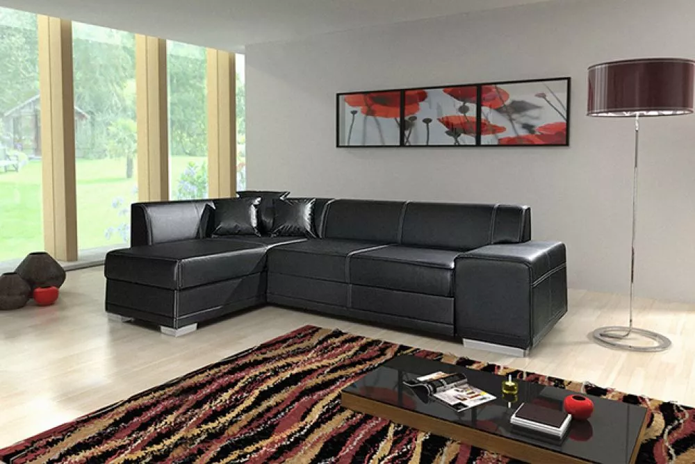 Dīvāns Vera Standard · Melna · 160 × 265 × 73 cm