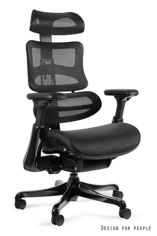 Datorkrēsls Ergothrone Black Gun Sēdvietas platums: 53 cm, · Melns · 53 × 68 × 111 cm