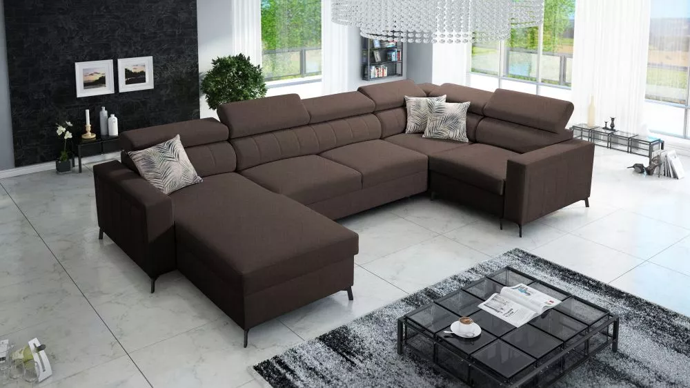 Dīvāns Baltico 5 Maxi Premium Standard · Tumši brūns · 198 × 351 × 83 cm