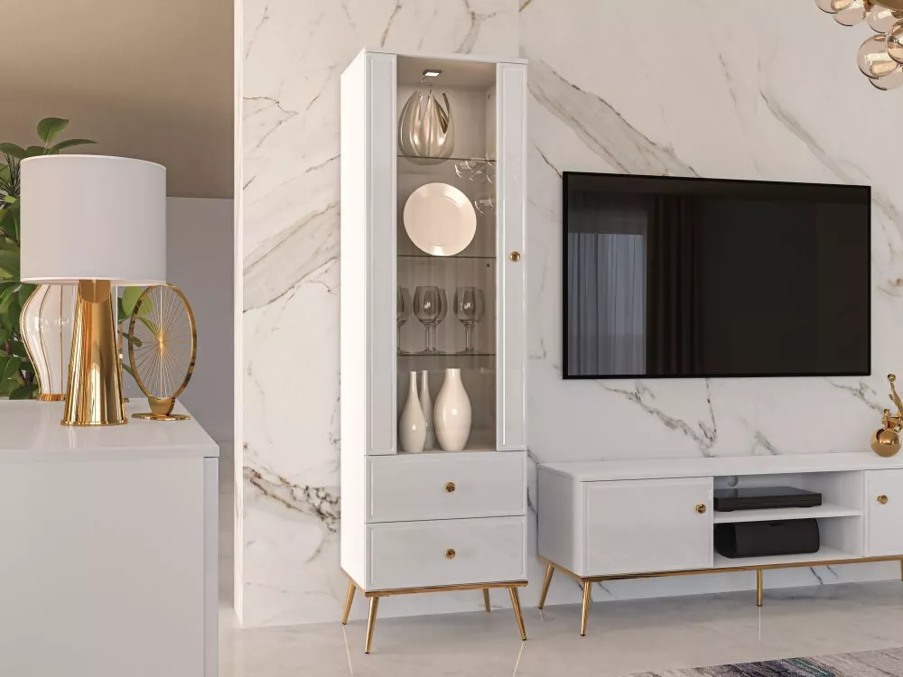 Sekcija Goldin 02 ar LED Korpusa krāsa: balts, · 55 × 40 × 190 cm