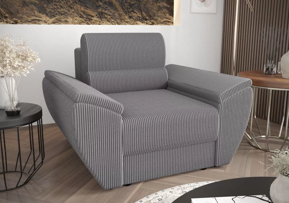 Mīksts krēsls Rebi 1S Standard Sēdvietas dziļums: 50 cm, · Pelēks · 120 × 80 × 78 cm