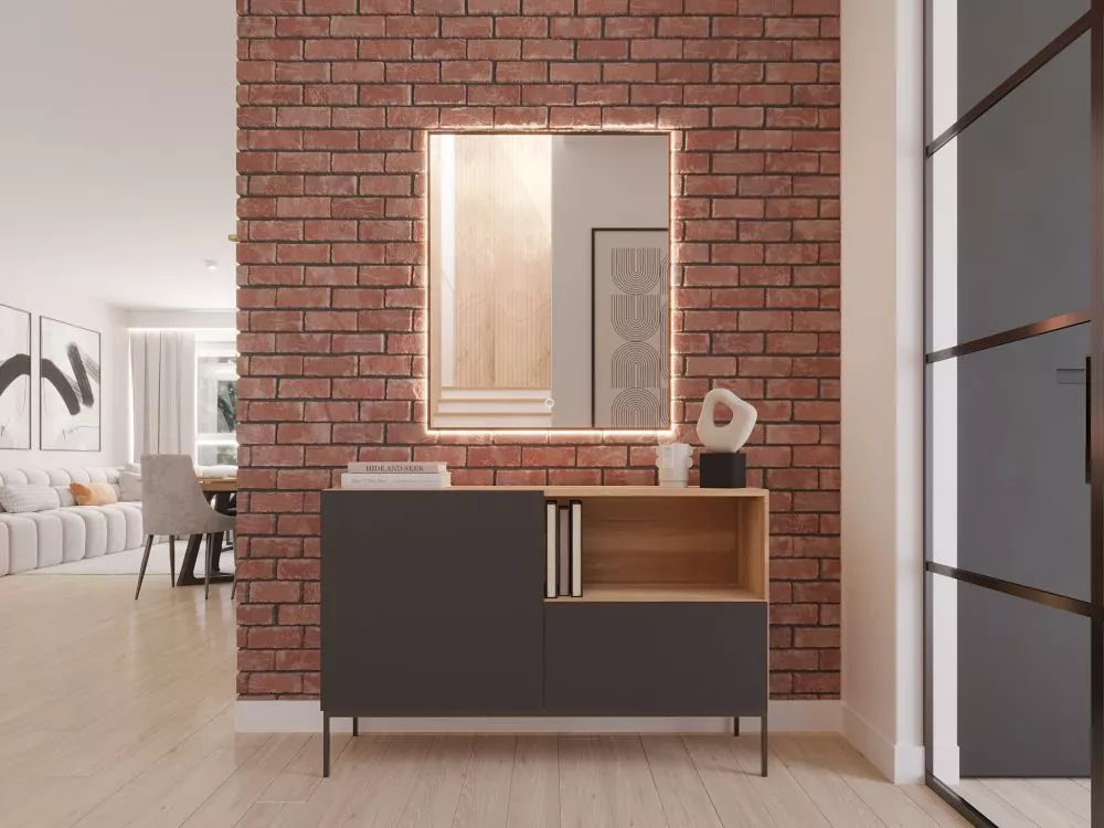 Spogulis Vixisse A ar LED · Melns · 66 × 4 × 81 cm