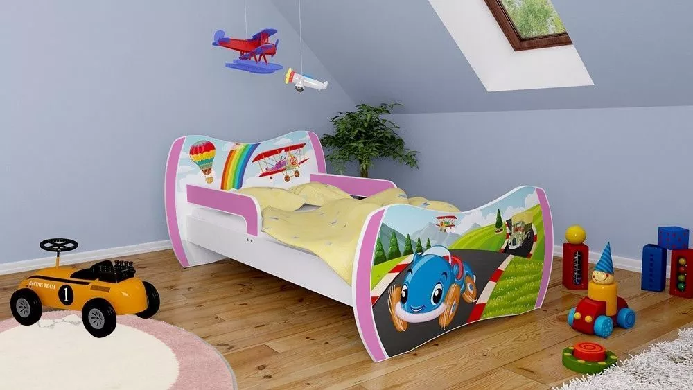 Bērnu gulta Dream L05 180x90 DM30 ar stelāžu Guļamvietas platums: 90 cm, Guļamvietas garums: 180 cm, · 114 × 184 × 71 cm