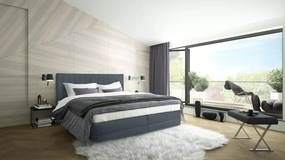 Gulta Milano Boxspring Standard Guļamvietas platums: 160 cm, Guļamvietas garums: 200 cm, · Tumši pelēks · 160 × 210 × 11