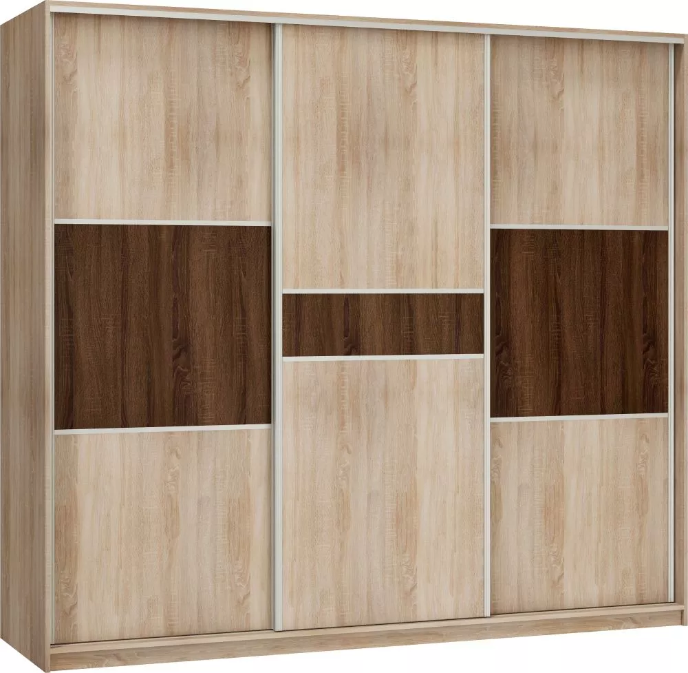 Skapis Rico 240C · Sonoma + šokolādes sonoma · 240 × 65 × 216 cm