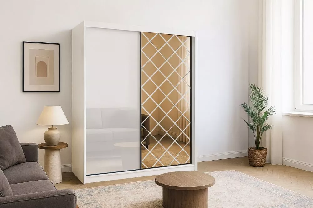 Skapis Caro 200 · Balts · 203 × 62 × 217 cm