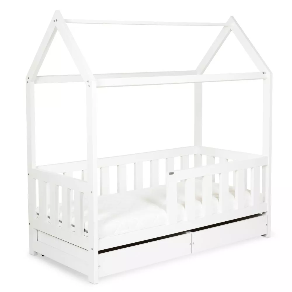 Bērnu gulta Domek Liv 80x160 ar stelāžu Guļamvietas platums: 80 cm, Guļamvietas garums: 160 cm, · Balts · 88 × 167 × 176