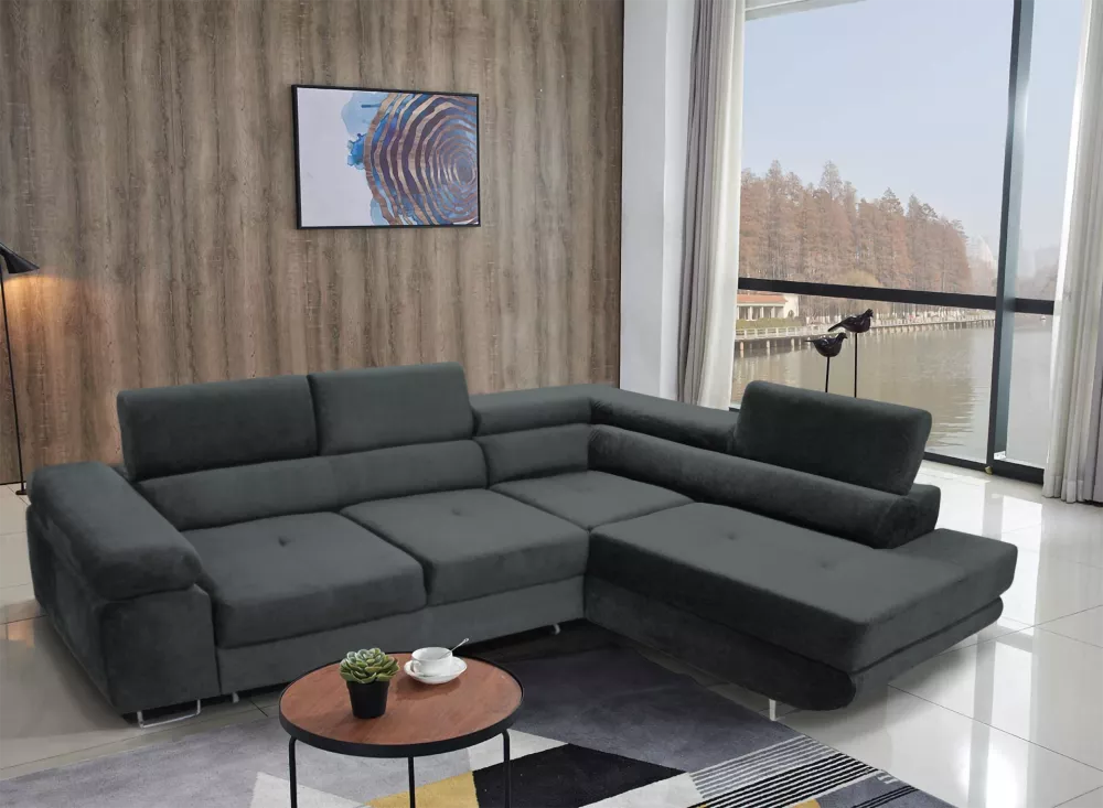 Dīvāns Anton L Premium Standard · Tumši pelēks · 200 × 273 × 73 cm