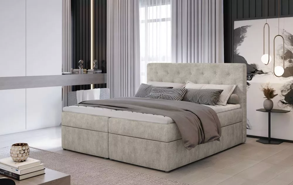 Gulta Loree Boxspring standard Guļamvietas platums: 160 cm, Guļamvietas garums: 200 cm, · Krēma · 160 × 215 × 115 cm