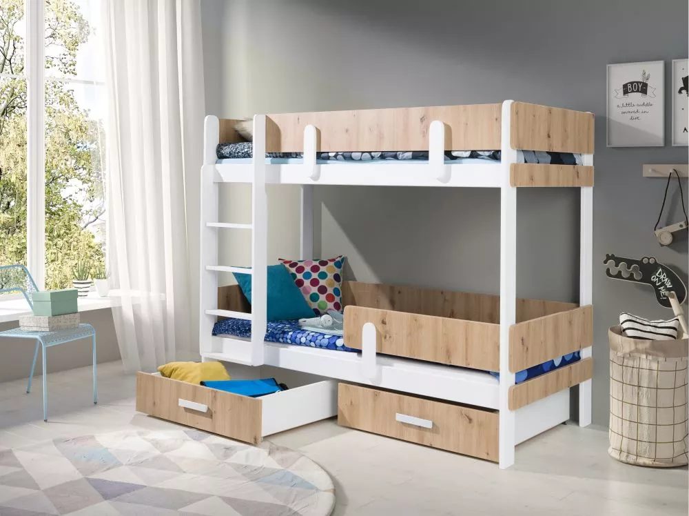 Bērnu gulta Ettore 80x180 ar stelāžām Kāpņu puse: Pa labi, Guļamvietas platums: 80 cm, Guļamvietas garums: 180 cm, · 93 