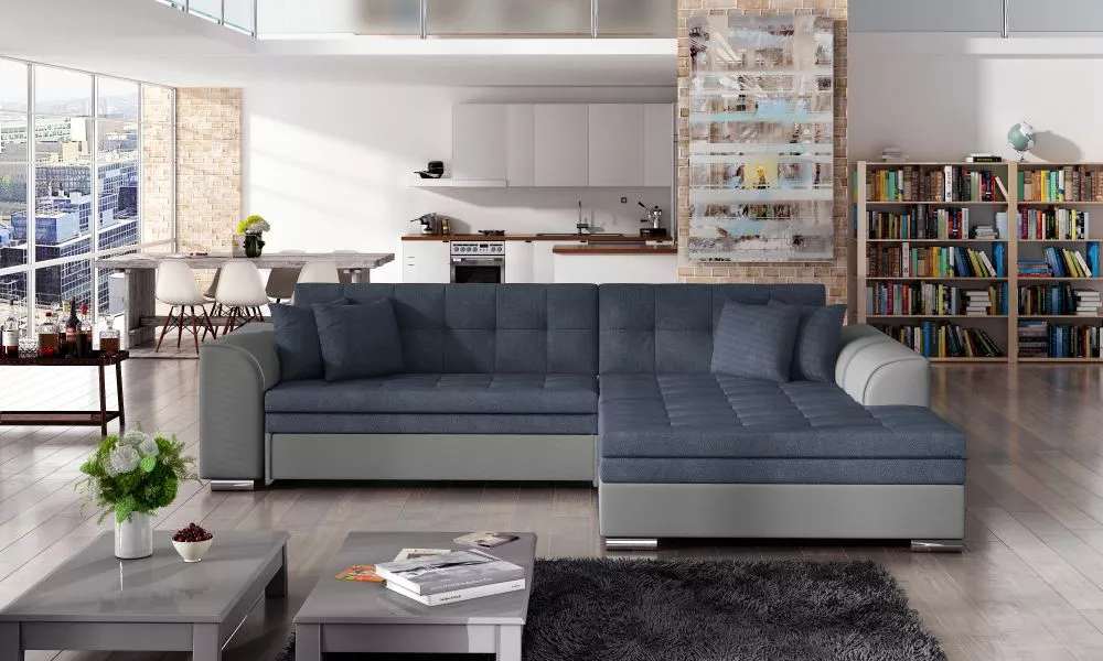 Dīvāns Sorento standard · Zils + pelēks · 195 × 295 × 80 cm