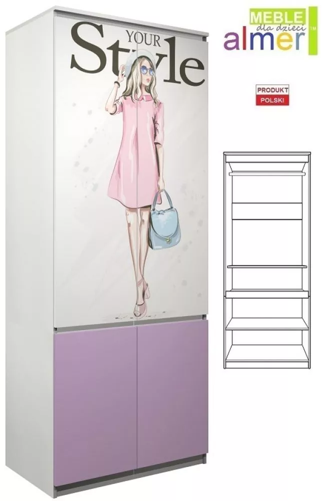 Bērnu skapis Fashion C17 · 90 × 55 × 224 cm