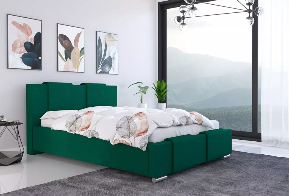 Gulta Bed 6 standard ar stelāžu Guļamvietas platums: 140 cm, Guļamvietas garums: 200 cm, stelāžas tips: koka, · Zaļš · 1