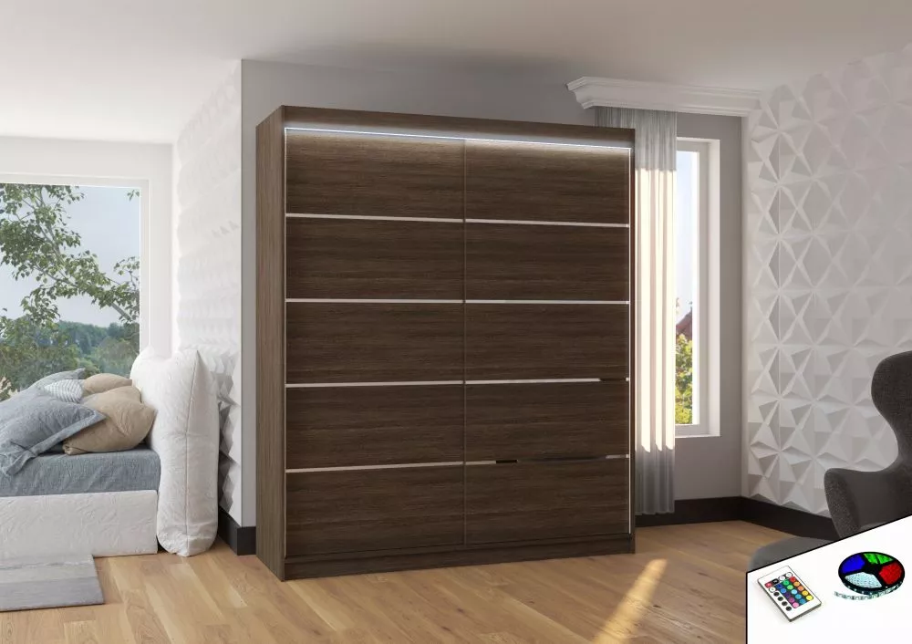 Skapis Spectra ar LED · Šokolādes · 180 × 58 × 215 cm