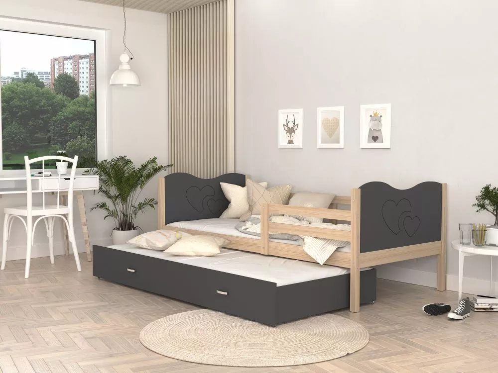 Bērnu gulta Max P2 80x190 ar stelāžām Guļamvietas platums: 80 cm, Guļamvietas garums: 190 cm, · 86 × 198 × 74 cm