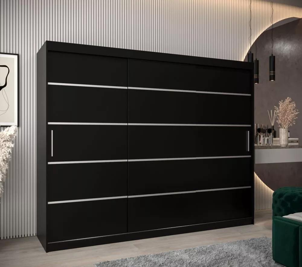 Skapis Verona 1 · Melns · 250 × 62 × 200 cm