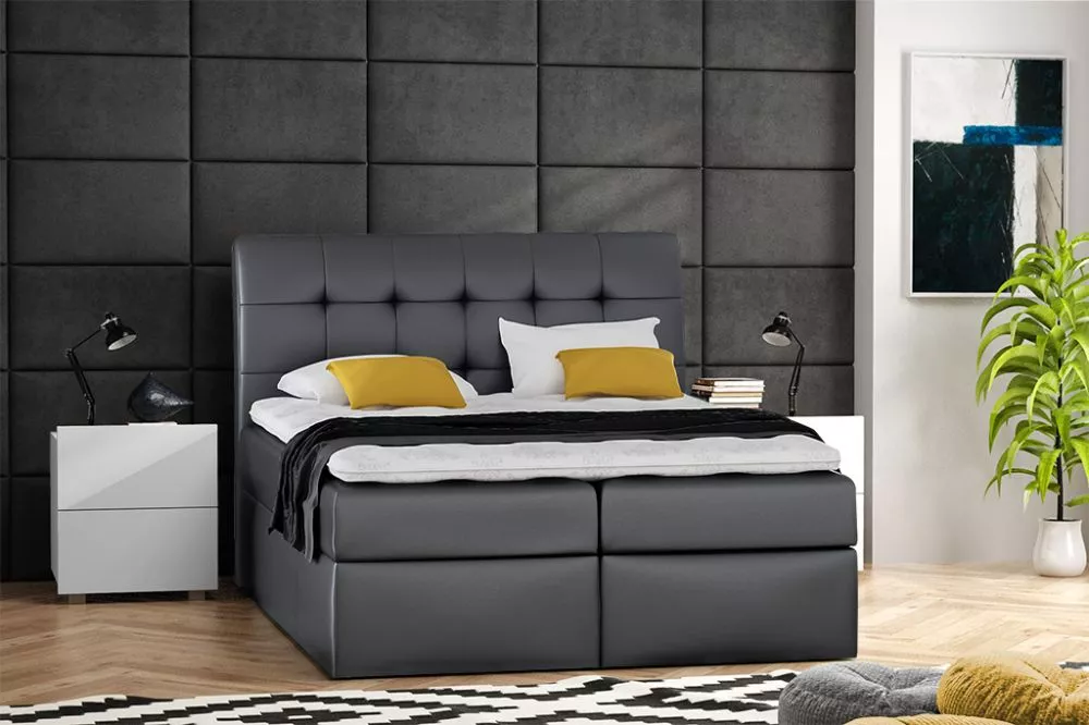 Gulta Boxspring 50 standard Guļamvietas platums: 140 cm, Guļamvietas garums: 200 cm, · Melna · 141 × 210 × 122 cm