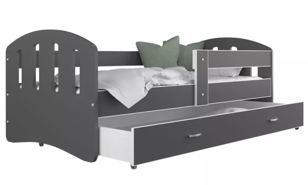 Bērnu gulta Happy 80x140 ar stelāžu Guļamvietas platums: 80 cm, Guļamvietas garums: 140 cm, · 85 × 143 × 65 cm