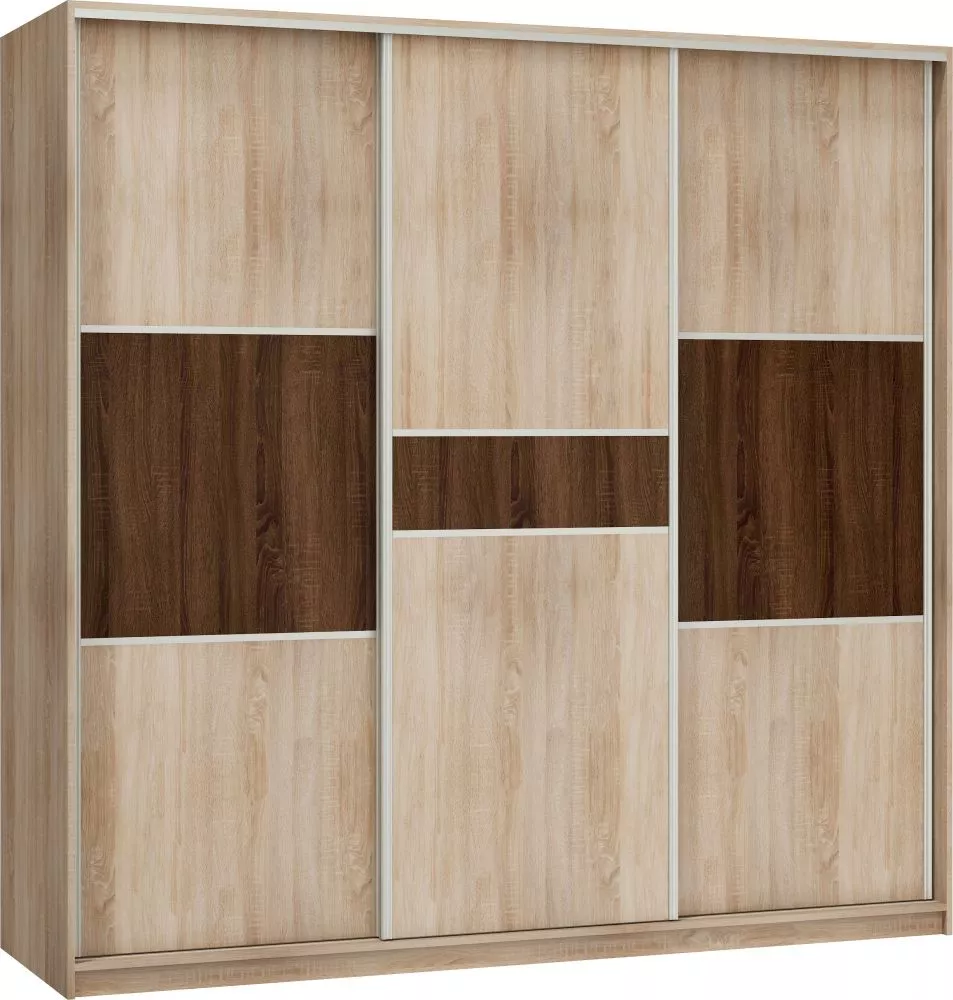 Skapis Rico 220C · Sonoma + šokolādes sonoma · 220 × 65 × 216 cm