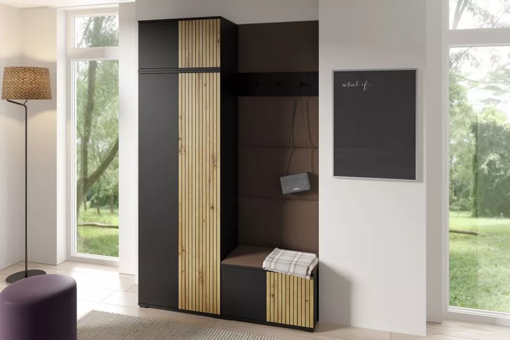 Apavu plaukts Ross 2 Trinity Korpusa krāsa: melns + ozols artisan, · 140 × 225 × 40 cm
