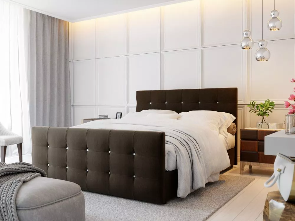 Gulta Kleo Boxspring standard Guļamvietas platums: 160 cm, Guļamvietas garums: 200 cm, · Brūns · 165 × 216 × 106 cm