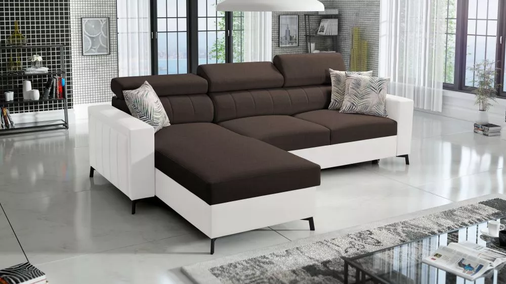 Dīvāns Baltico 1 Maxi Standard · Tumši brūns + balts · 183 × 267 × 83 cm