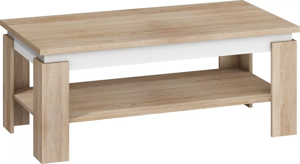 Žurnālgalds Beta Lawa Galda virsmas biezums: 2.5 cm, · Sonoma + balts spīdums · 120 × 60 × 48 cm