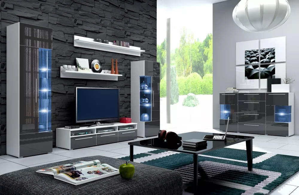 Sekcija Roma ar LED Korpusa krāsa: balts, · 45 × 190 cm