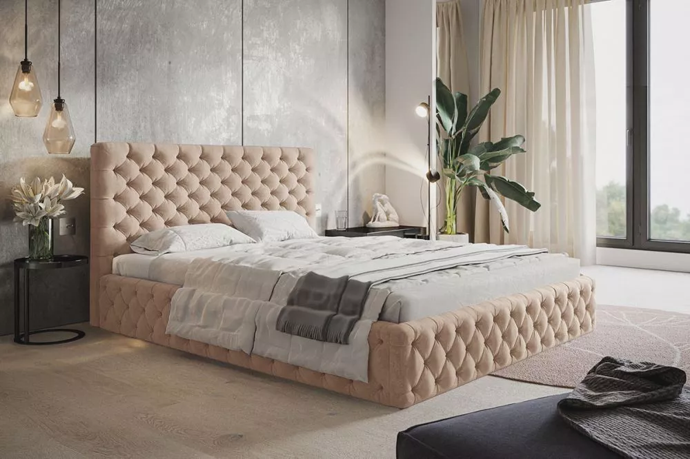 Gulta Slim 8 standard ar stelāžu Guļamvietas platums: 140 cm, Guļamvietas garums: 200 cm, stelāžas tips: koka, · Bēšs · 