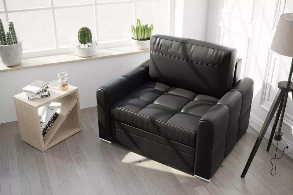 Mīksts krēsls Verona 1S standard Sēdvietas dziļums: 62 cm, · Melna · 105 × 100 × 82 cm