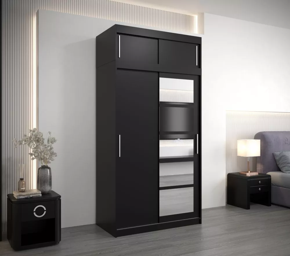 Skapis Roma 1 Premium · Melns · 120 × 62 × 240 cm