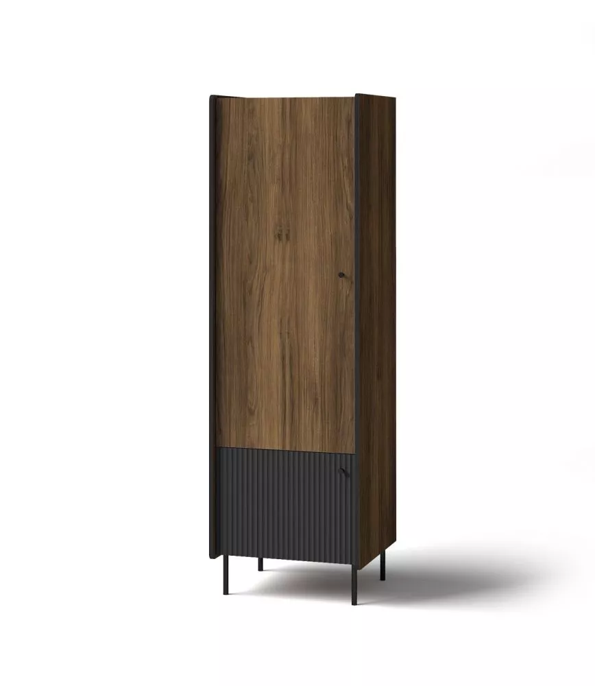 Grāmatu skapis Prestigo P2 Korpusa krāsa: rieksts, Elementu krāsa: melns, · 59 × 55 × 190.7 cm
