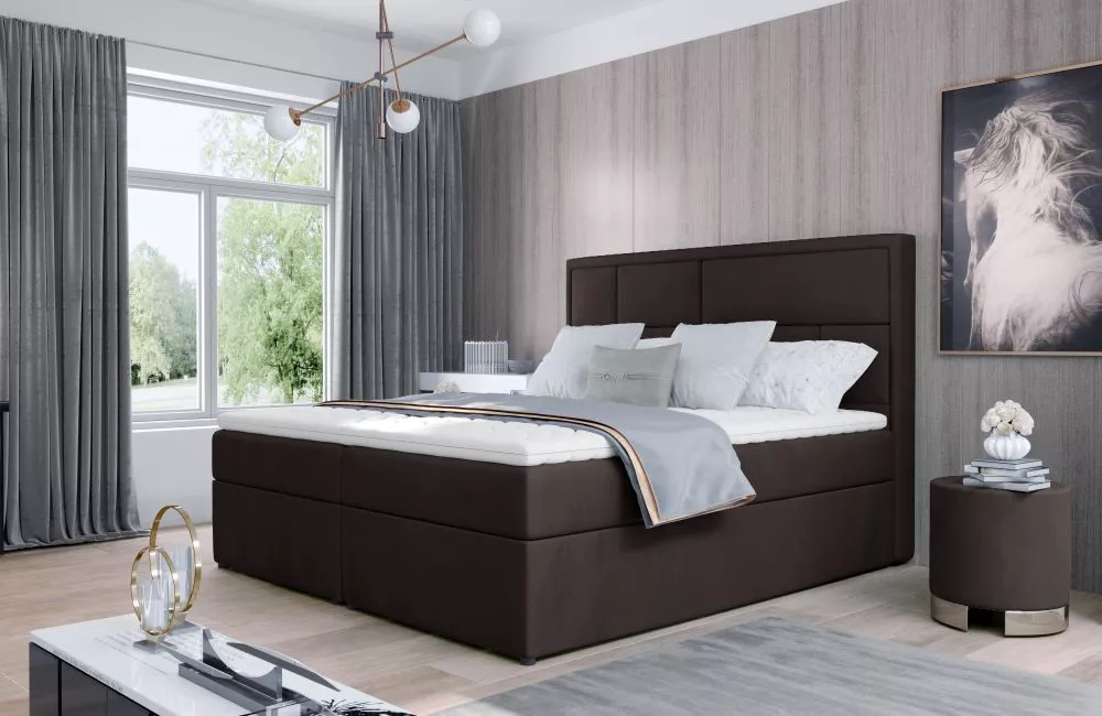 Gulta Meron Boxspring Premium standard Guļamvietas platums: 160 cm, Guļamvietas garums: 200 cm, · Tumši brūns · 160 × 21