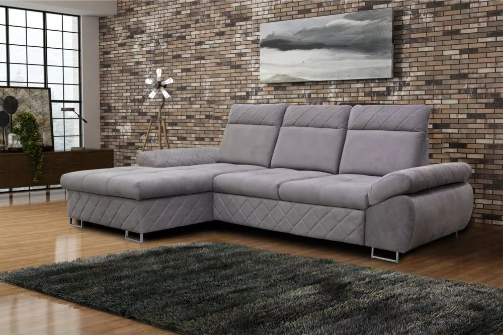 Dīvāns Selly Mini standard · Pelēks · 176 × 277 × 90 cm