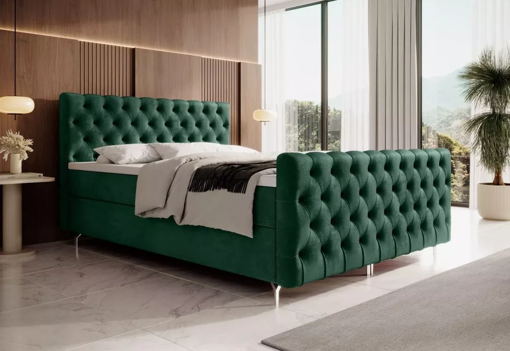 Gulta Chester Plus Comfort Boxspring Standard Guļamvietas platums: 160 cm, Guļamvietas garums: 200 cm, · Zaļš · 160 × 21