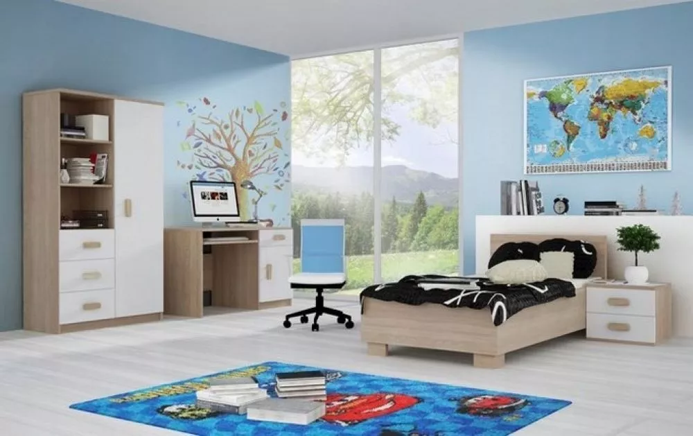 Bērnu gulta Smyk Sonoma 36 ar stelāžu Guļamvietas platums: 90 cm, Guļamvietas garums: 200 cm, · Sonoma · 93.5 × 206 × 70