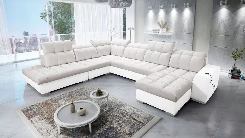 Dīvāns Pagano 10 Premium Standard · Bēšs + balts · 300 × 364 × 83 cm