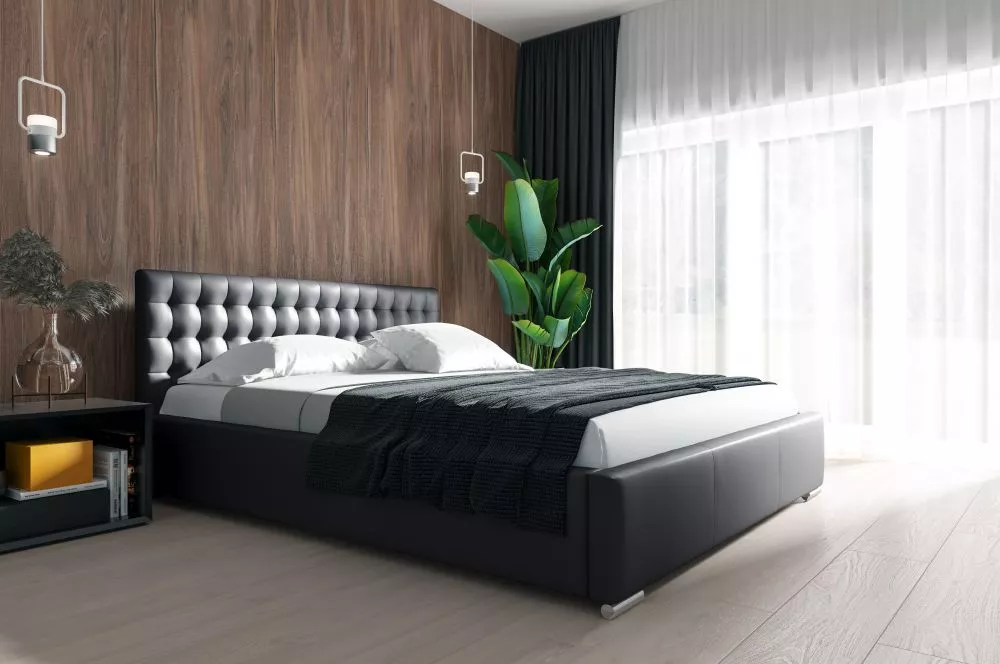 Gulta Porto standard ar stelāžu Guļamvietas platums: 140 cm, Guļamvietas garums: 200 cm, stelāžas tips: metāla, · Melns 