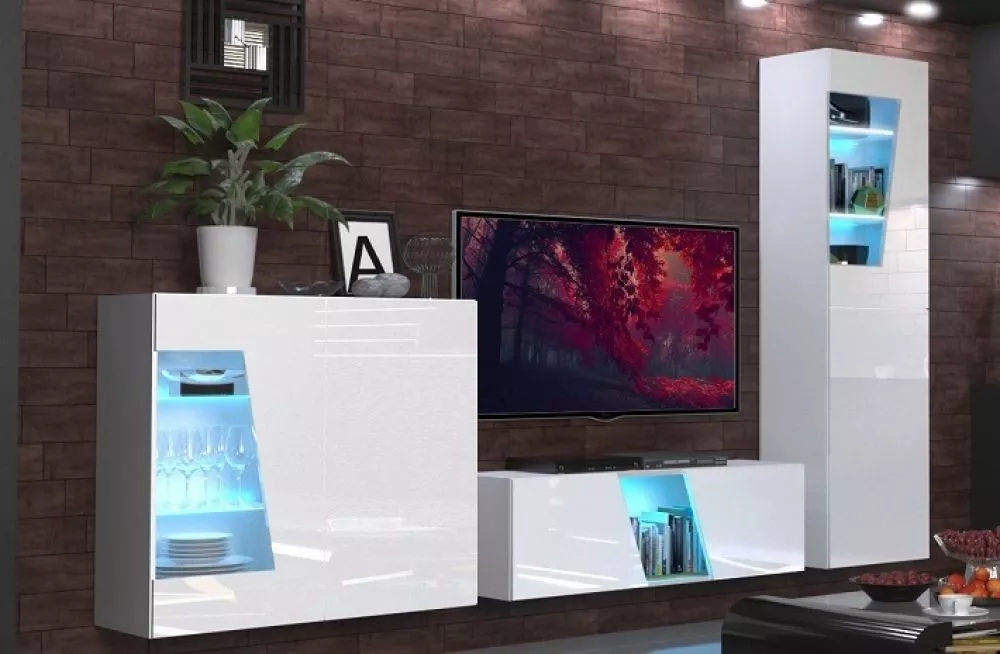 Sekcija IS S20 ar LED · Balts · 290 × 35 × 182 cm