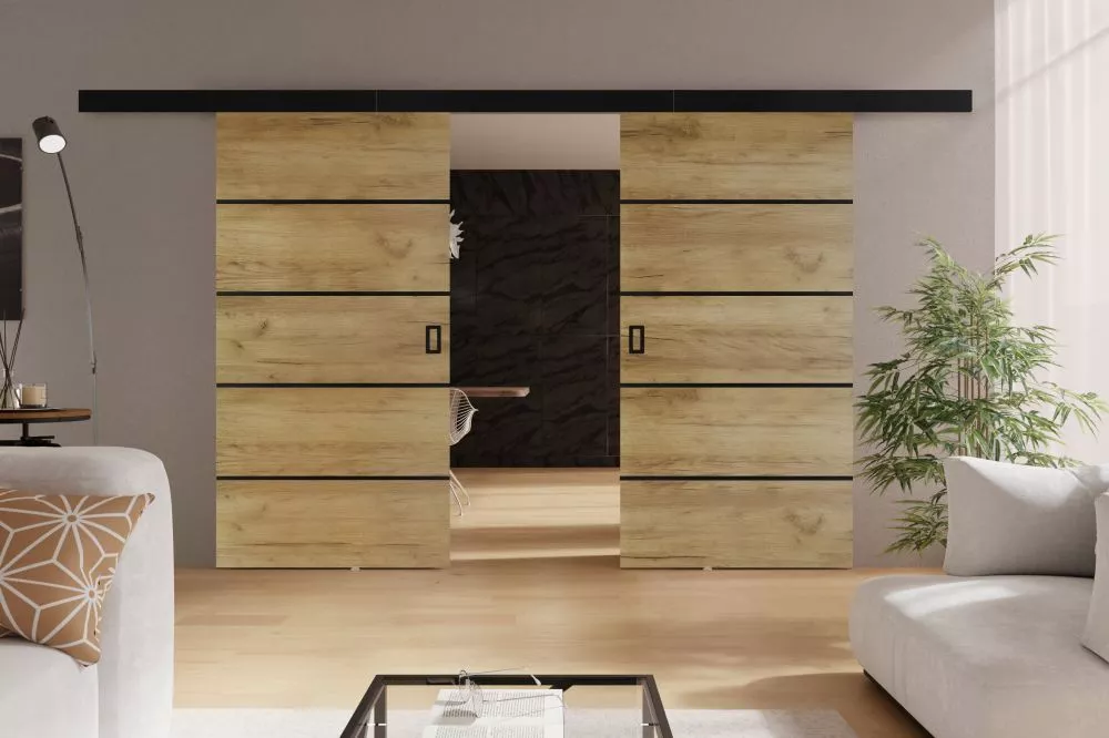 Bīdāmās durvis Werdi Plus Duo · Ozols craft zelts · 212 × 205 cm