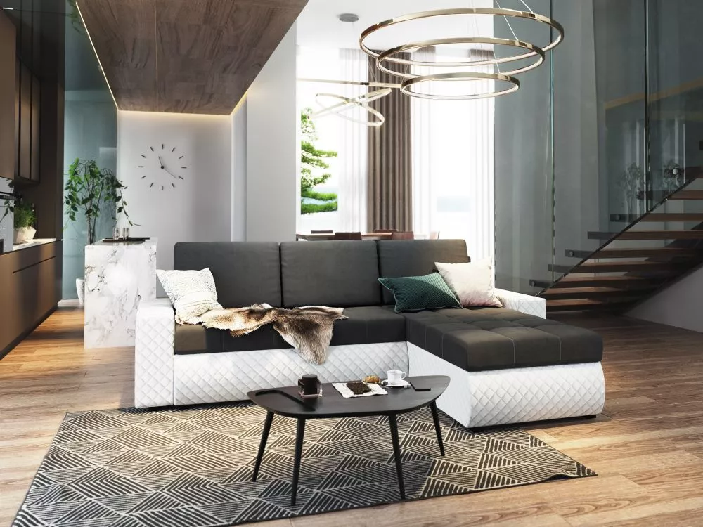 Dīvāns Bolt Bis Standard · Pelēks + balts · 148 × 250 × 85 cm