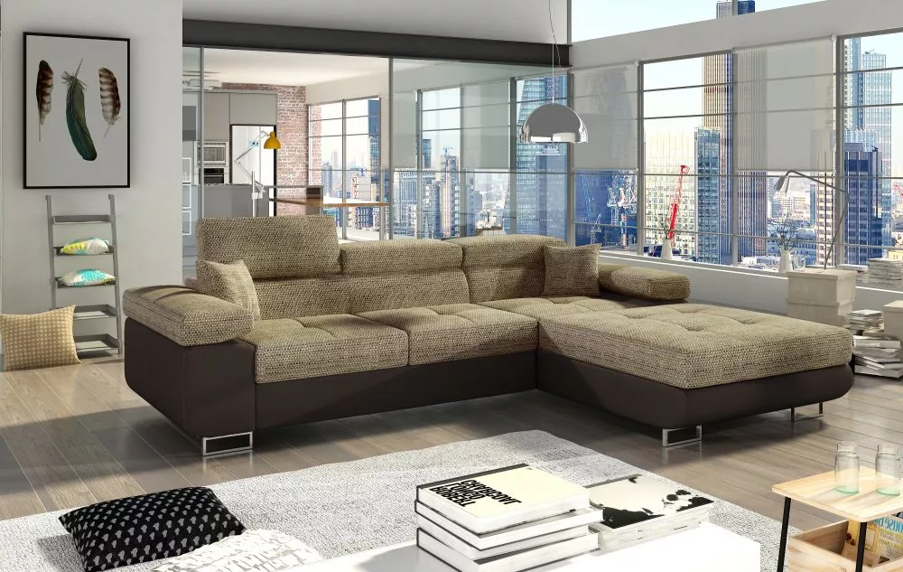 Dīvāns Armando Lux Standard · Bēšs + brūns · 205 × 280 × 90 cm